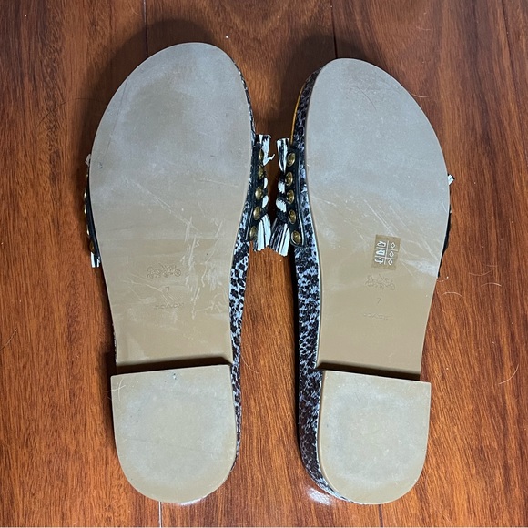 New COACH Blue and White Fringe Raffia Slide Sandals Size 7 - Picture 6 of 9